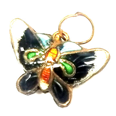 ENAMEL BUTTERFLY 17X23MM BLACK